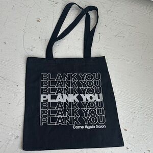 Y7 “Plank You Come Again Soon” Tote Bag with Silver Text - NWOT
